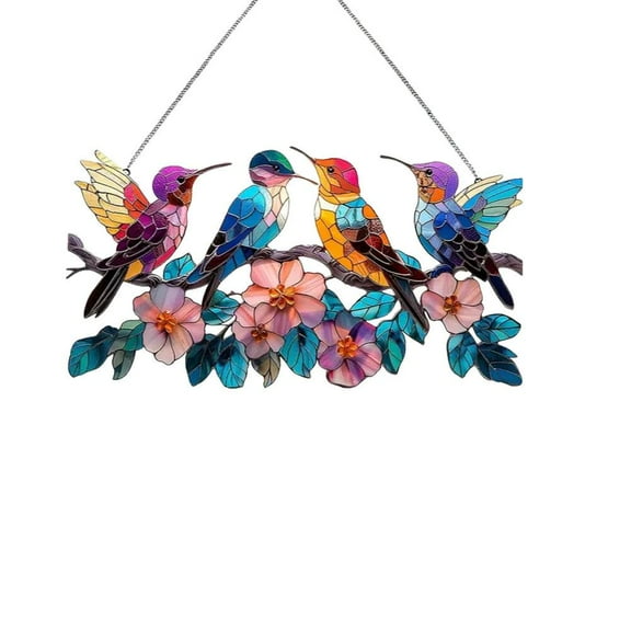 Pekkaxy Colorful Birds Sculpture Decor, Desktop Animal Figurine Hanging Ornament for Home Interior Decoration