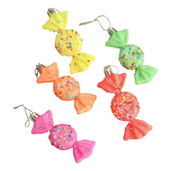 Pekkaxy Colorful Candy Christmas Ornaments, 5 Pack Lightweight Hanging Decorations