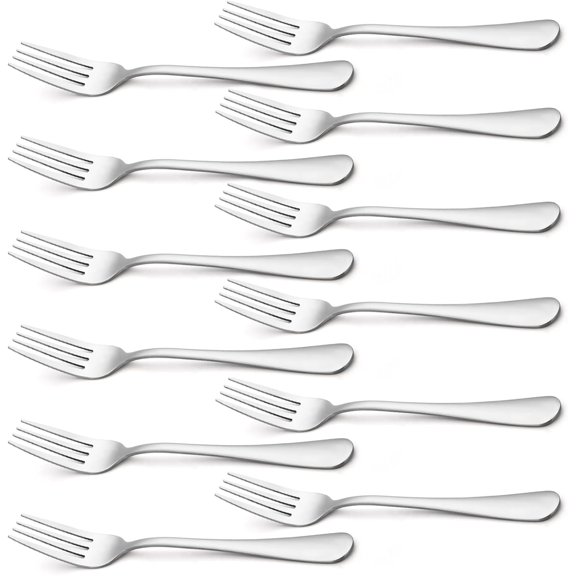 Pekkaxy Dinner Fork 8 Inches, Forks Set of 12 Premium Food Grade Stainless Steel Forks for Home Kitchen Party Restaurant, Mirror Polished Dishwasher Safe