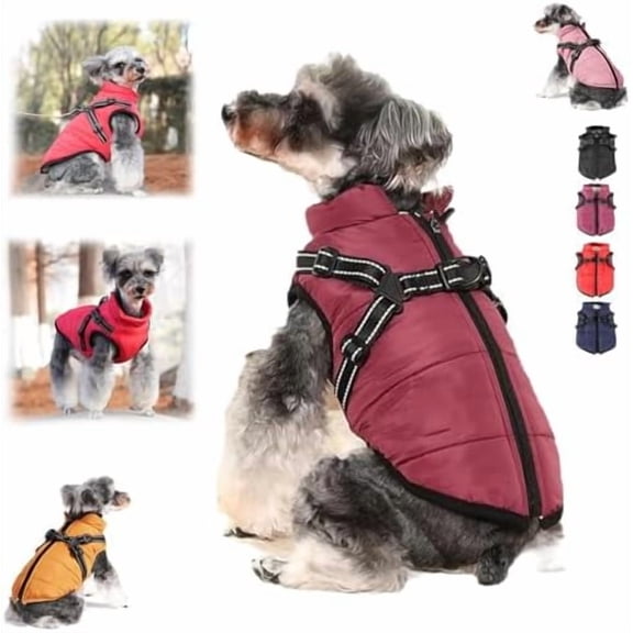Pekkaxy Dog Winter Coat Waterproof Windproof Warm Outdoor Cold Weather Snow Jacket with Zipper, Winter Christmas Gift for Small Medium Large Dogs