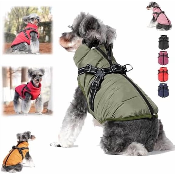 Pekkaxy Dog Winter Coat Waterproof Windproof Warm Outdoor Cold Weather Snow Jacket with Zipper, Winter Christmas Gift for Small Medium Large Dogs