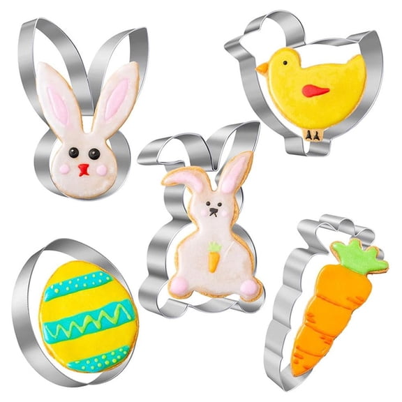Pekkaxy Easter Cookie Cutter Set 5/9/11/13 Pieces Stainless Steel Chick Carrot Egg Bunny Shapes for Holiday Baking, Fondant, Sandwiches, DIY Crafts