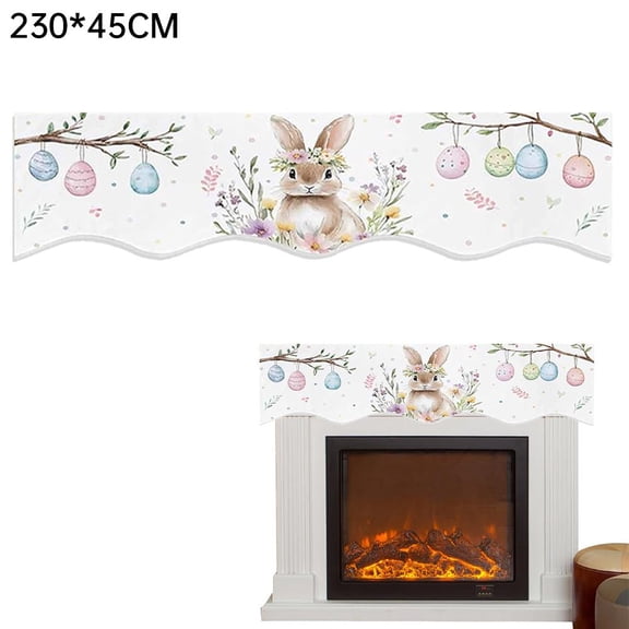 Pekkaxy Easter Fireplace Scarf, 60 x 17 inch, White, Adds Festive Atmosphere to Your Mantel, Perfect for Spring and Holiday Home Decor