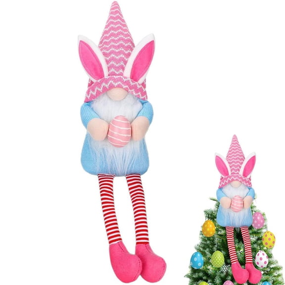 Pekkaxy Easter Tree Topper, Pink Gnome Tree Topper Decoration Handmade Plush Gnome Valentine Treetop Decoration for Valentines Day Wedding Holiday Party Decor