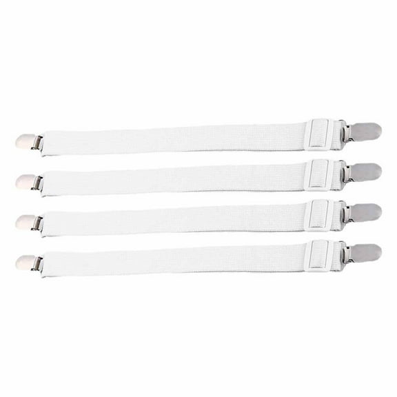 Pekkaxy Elastic Bed Sheet Straps, 4-Pack 0.98 in Wide Metal Clips, Easy Installation Under Mattress, Ensures Sheets Stay Put All Night, Great for Kids' Beds and Guest Rooms