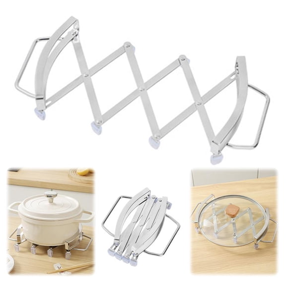 Pekkaxy Expandable Hot Pot Trivet, 14.25 in to 6.14 in Retractable Design, Protects Countertops from Heat Damage for Serving Dishes