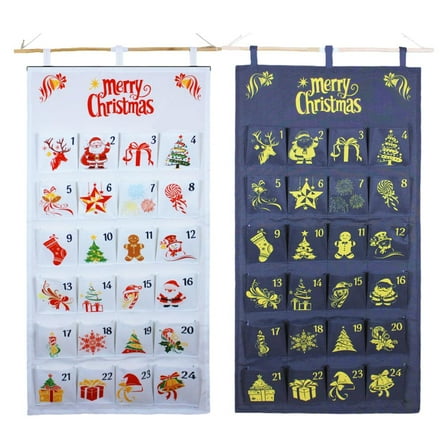 Pekkaxy Fabric Advent Calendar 2025, 24 Pocket Hanging Christmas Countdown Calendar