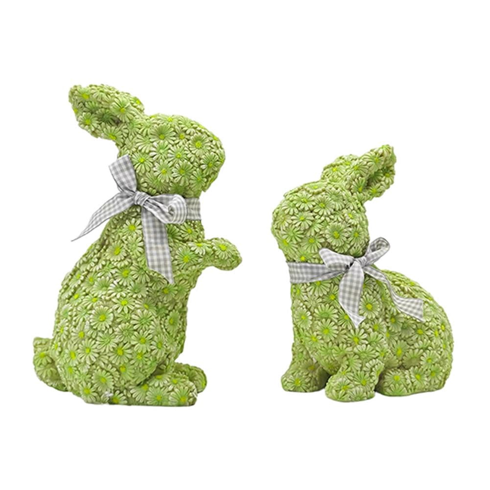 Pekkaxy Flocked Easter Bunny Figurines Set, Spring Rabbit Statues with ...