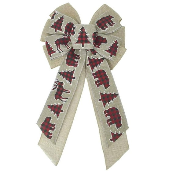 Pekkaxy Flocked Velvet Bow Christmas Tree Ornament, Large Ribbon Bow for Wreath and Decor