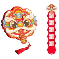 Pekkaxy Foldable Red Envelope with 5-Card Slots and Lion Dance Design, Thick Paper for Money Gifts with Luxurious Hot Stamping, for Chinese New Year Weddings