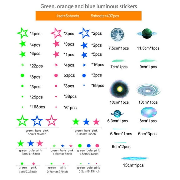 Pekkaxy Glow In The Dark Luminous Stars Moon Wall Stickers Decal Room Decor Kid DIY