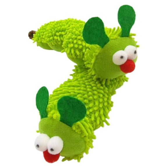 Pekkaxy Green Plush Caterpillar Cat Toy, 9 in Long, Stimulates Hunting Instincts with Lifelike Design, Interactive Play for Indoor and Outdoor Training