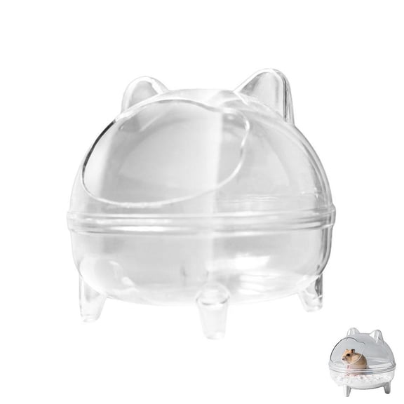 Pekkaxy Hamster Bathroom Set, 3.94x3.94x3.54 in, Low-Dust Bath Sand for Odor Control, Portable Grooming Station for Cage or Travel