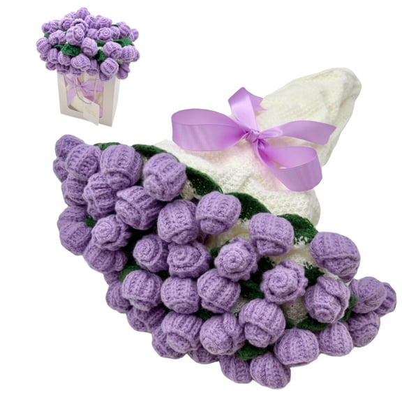 Pekkaxy Handmade Crochet Rose Bouquet Blanket, Soft Knit Throw for Bed Sofa Couch, Decorative Flower Blanket for Valentines, Birthday, Wedding Gift, 3 Sizes