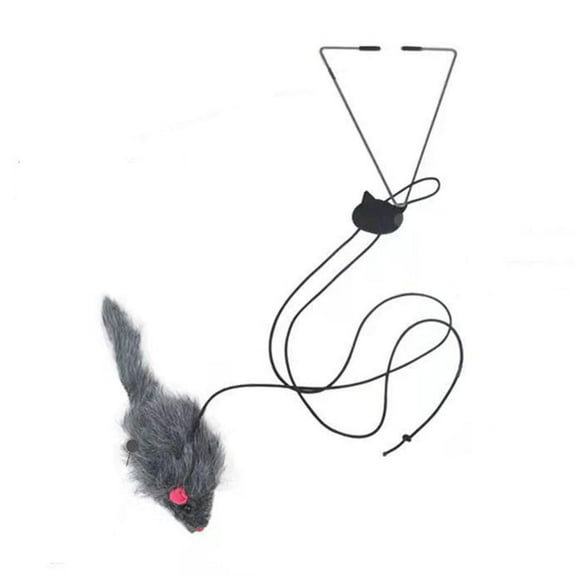 Pekkaxy Hanging Door Cat Toy, 70-Inch Plush Mouse with Elastic Bands, Interactive Play to Stimulate Hunting Instincts, Keep Cats Entertained and Reduce Furniture Scratching