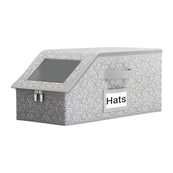 Pekkaxy Hat Storage Box, 16.38 x 8.58 x 6.63 in, 2-Pack, Stackable Organizer for Baseball Caps and Beanies, Keep Your Closet Neat and Dust-Free