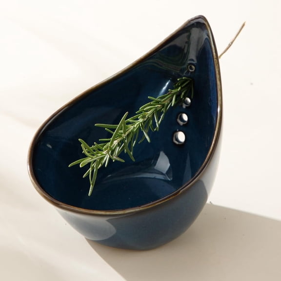 Pekkaxy Herb Stripper Bowl, Ceramic Herb Peeling Bowl, Kitchen Herbs Leaf Stripping Tool, Pottery Herb Peeler for Kale, Thyme, Basil, Rosemary Stripper