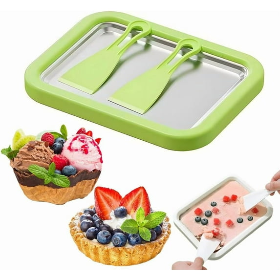 Pekkaxy At Home Rolled Ice Cream Maker Kit, 2026 Upgraded Instant Ice Cream Maker Machine Stainless Steel Frozen Dessert Maker with Instant Freeze Tray and 2 Scrapers for Family