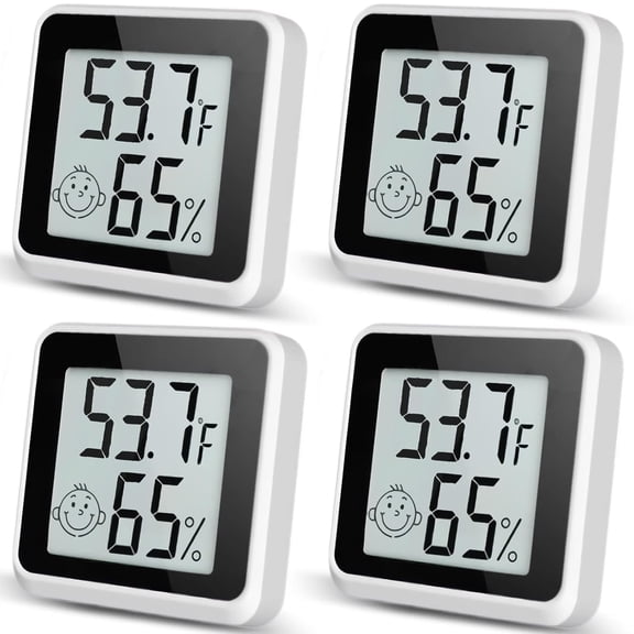 Pekkaxy Indoor Humidity Meter Hygrometer 4Pack, Room Thermometer for Accurate Room Temperature Monitor, Digital Hygrometer with Indoor Thermometer for Home, Baby Nursery, and Humidity Sensor