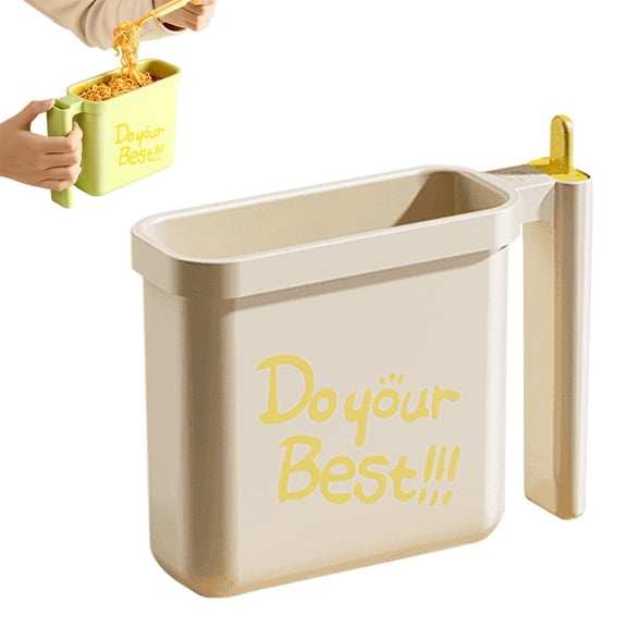 Pekkaxy Instant Noodle Container, 7.56 x 6.38 x 2.60 Inches, Built-in Fork and Clip for Secure Steeping, Perfect for Quick Office Lunches and Dorm Room Meals