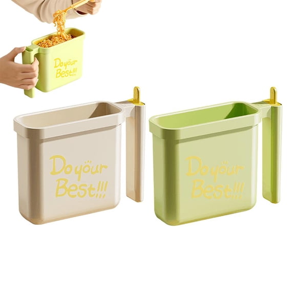 Pekkaxy Instant Noodle Container, 7.56 x 6.38 x 2.60 Inches, Built-in Fork and Clip for Secure Steeping, Perfect for Quick Office Lunches and Dorm Room Meals