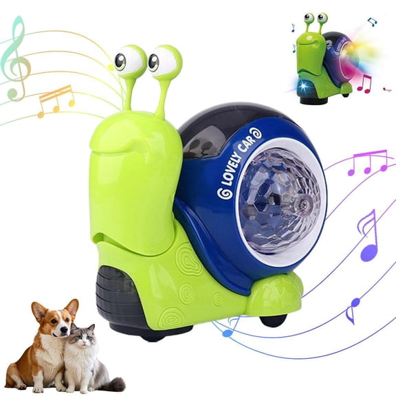 Pekkaxy Interactive Pet Snail Toy, 5.31 x 5.31 x 3.54 in, Motorized Crawling & Rotating Movements, Fun Interactive Toy for Cats, Dogs, and Kids