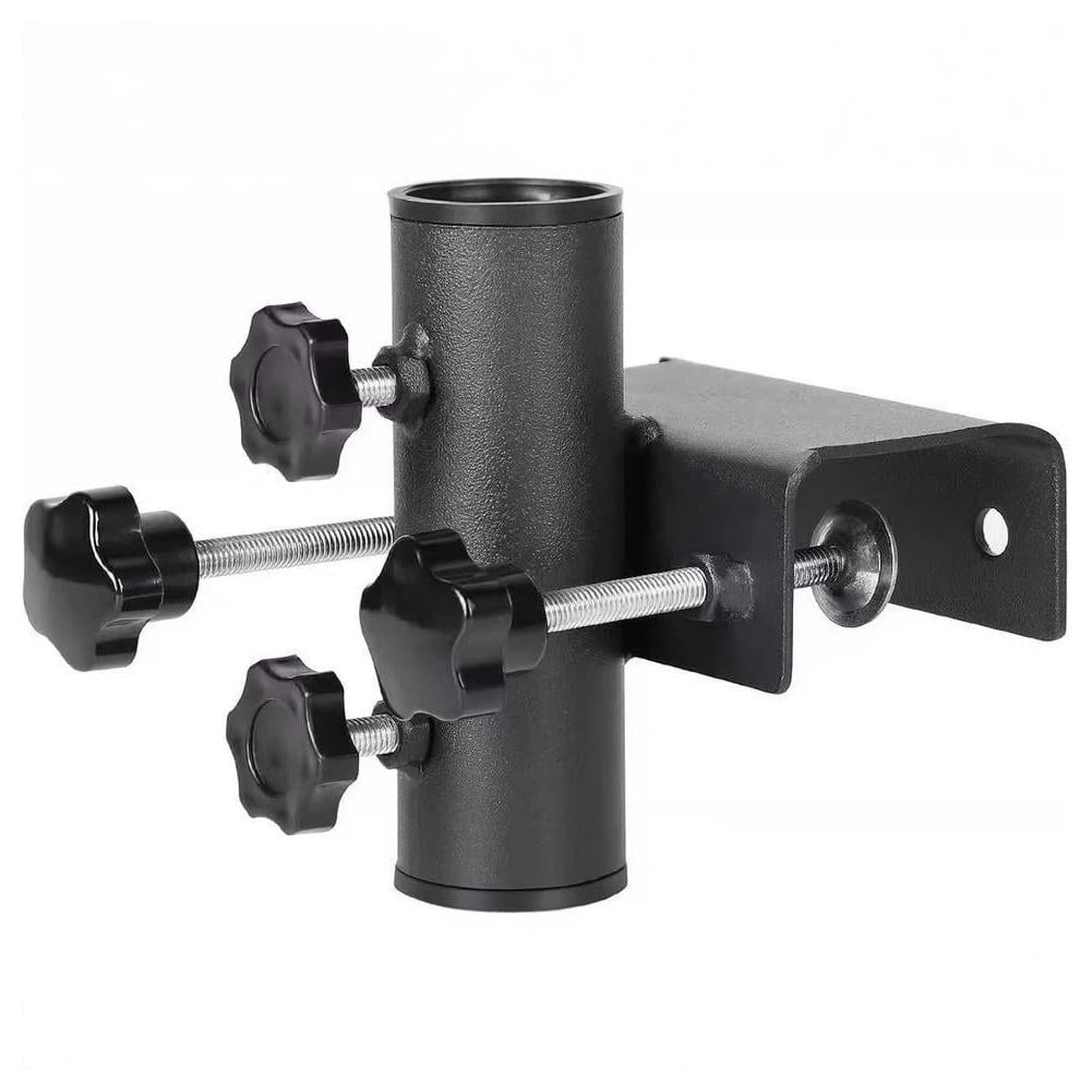 Pekkaxy Iron Deck Railing Umbrella Holder, 5.5x6.3x4.7 in, Clamps Securely Without Tools, Perfect for Patio Sun Shades on Railings and Fences