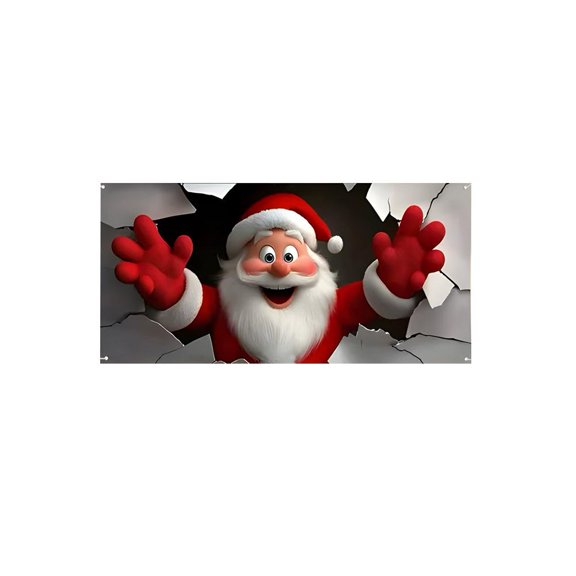 Pekkaxy Large Christmas Backdrop Fabric, 7.8 ft x 6 ft or 13 ft x 6 ft, Windproof Garage Door Decoration for Holiday Parties and Photo Backdrops