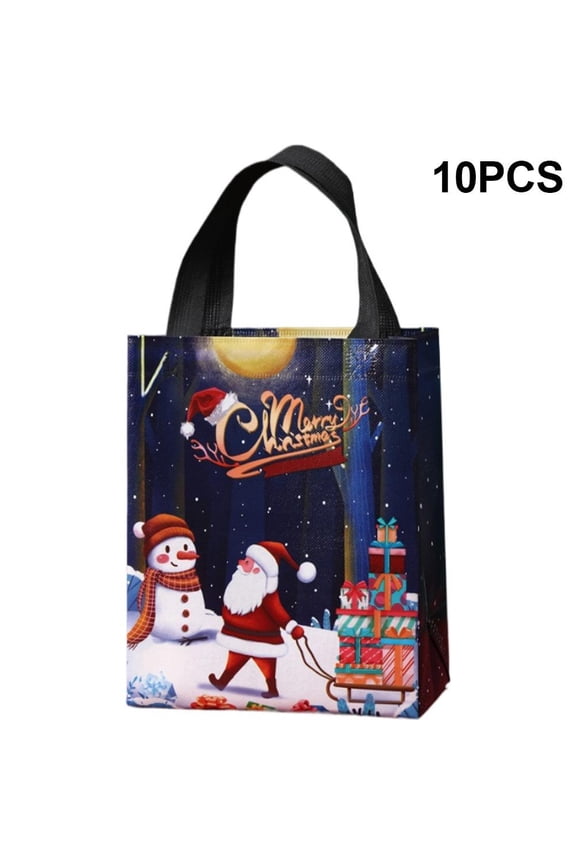 Large Christmas Tote Bags with Handles, Reusable Holiday Gift Bags 10 Pack