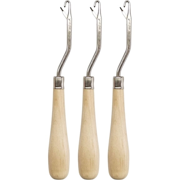 Pekkaxy Latch Hook Tools, 3 Pack Wooden Bent Latch Hooks