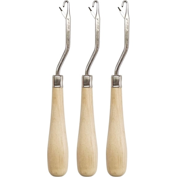 Pekkaxy Latch Hook Tools, 3 Pack Wooden Bent Latch Hooks