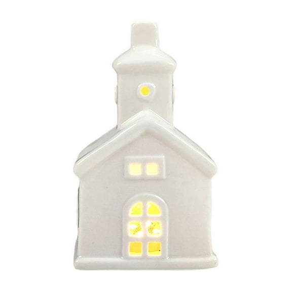 Pekkaxy Light-Up Ceramic Christmas Village Houses, LED Winter Holiday Tabletop Decorations
