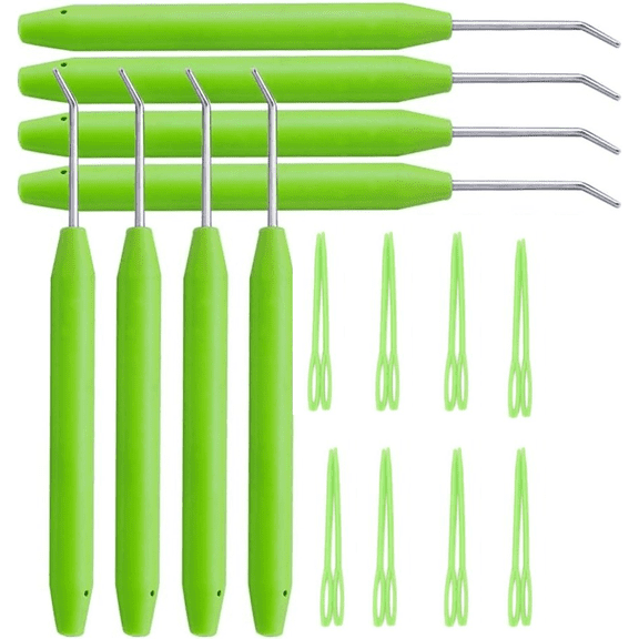 Pekkaxy Loom Knit Hook Set, Crochet Needle Hook Kit, 8 Pcs Green Knitting Loom Hooks with 16 Pcs Green Plastic Sewing Needles for Knitting Looms & Boards