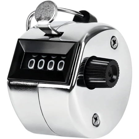Pekkaxy Metal Handheld Tally Counter, Clicker Counter with 4 Digit Display, Hand Mechanical Counter for Counting, Golf, Baseball, Knitting, Coaching, Fishing and Laps