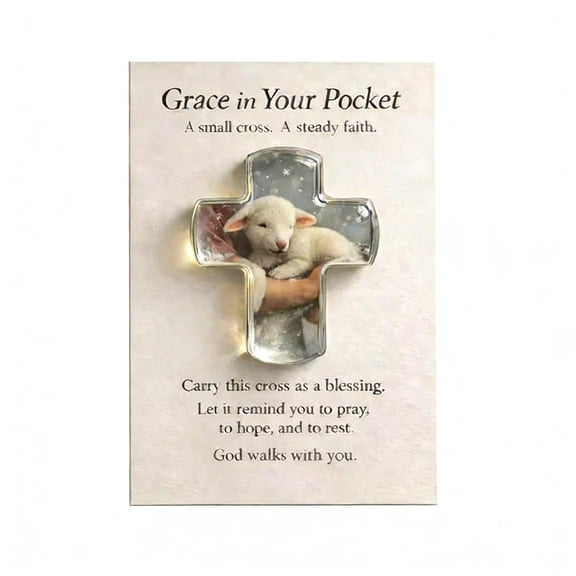 Pekkaxy Mini Christian Pocket Cross Token, Acrylic Faith Reminder Keepsake for Easter Baptism Confirmation Gift