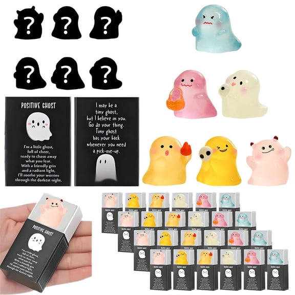 Pekkaxy Mini Glow-in-the-Dark Ghost Blind Box, 1.02 in Surprise Collectible, Halloween Desk Decor & Party Favor