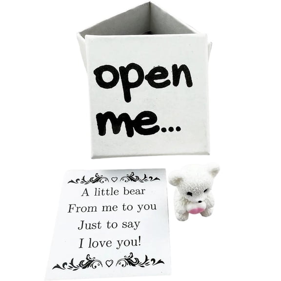 Pekkaxy Mini Resin Bear Figurine Gift Set with Love Card and Box - 4cm Cute Keepsake for Valentines Anniversary Birthday Graduation