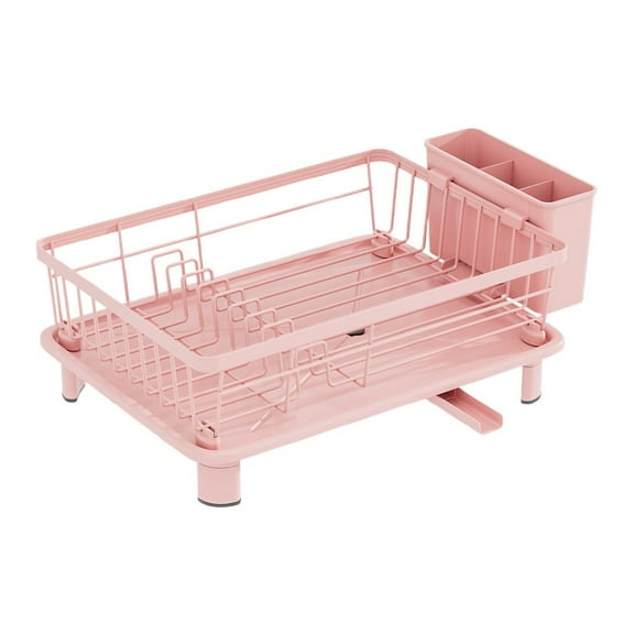 Pekkaxy Pink Dish Drainer, 28x28x17 in, Corrosion-Resistant Steel, Efficient Drying for Dishes, Saves Counter Space in Compact Kitchens