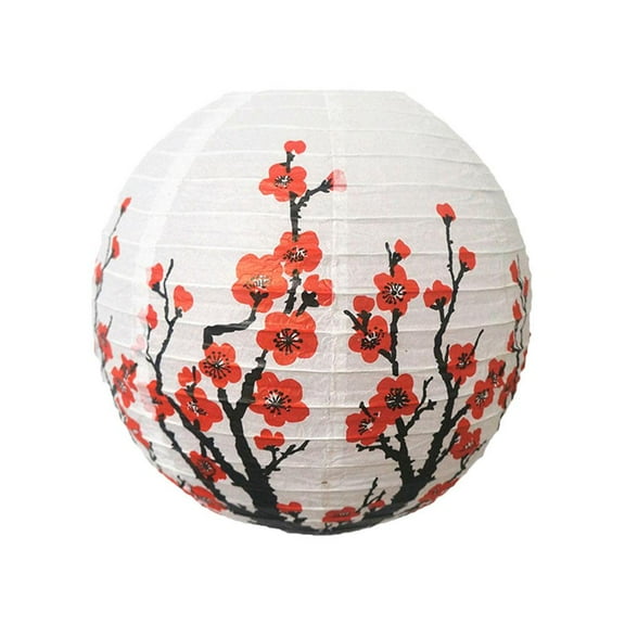 Pekkaxy Plum Blossom Paper Lamp 12in 14in, Handcrafted Cut-Out Design Soft Diffused Light, Plug-In Hanging Fixture for Bedroom Living Room Ceiling