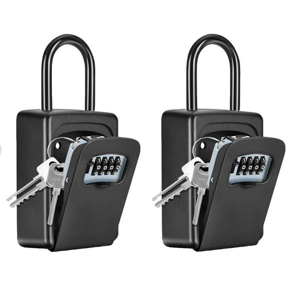 Pekkaxy Portable Key Lock Box, Upgrade Clearly Visible Numbers, Lock Box Wall Mounted for House Key, 5 Key Capacity, Weatherproof Resettable Code (1 Pack, Gray)