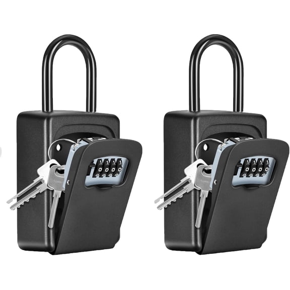 Pekkaxy Portable Key Lock Box, Upgrade Clearly Visible Numbers, Lock Box Wall Mounted for House Key, 5 Key Capacity, Weatherproof Resettable Code (1 Pack, Gray)