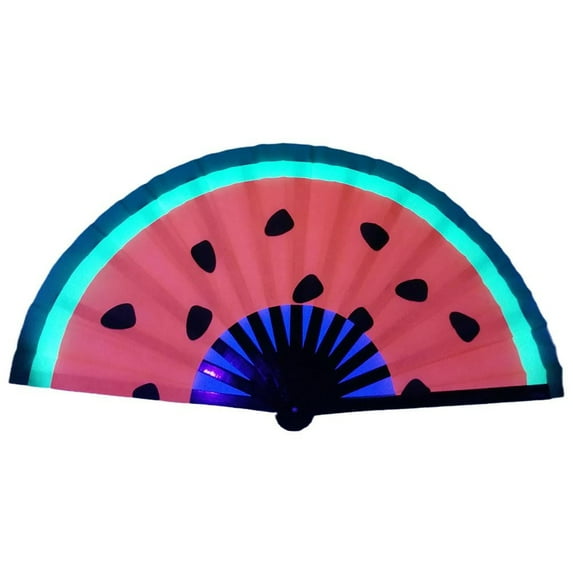 Pekkaxy Folding Hand Fan for Rave,Glow Folding Clack Hand Fan,Chinese Japanese Handheld Fan,Unisex Large Clack Festival Folding Hand Fan for Festive Party