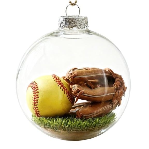 Pekkaxy Sports Holiday Ornament,3D Stereoscopic Micro Scene Ball Sports Theme Christmas Tree Hanging Ornaments,Football Miniature in Ball,Realistic Decor Keepsake Gift for Athletes,Fans and Families