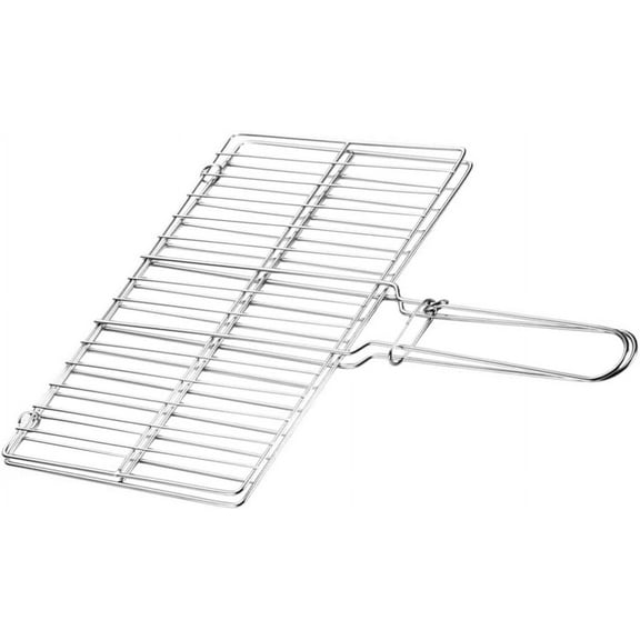Pekkaxy Stainless Steel Grilling Grill Basket: Heavy Duty Fish Grilling Rack with Handle Portable Camping Barbecue Griddle Rack Nonstick for Campfire