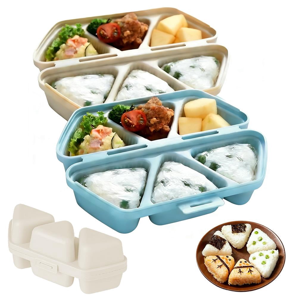 Pekkaxy Triangle Rice Ball Mold & Bento Box, 3-Piece Maker for On-the ...