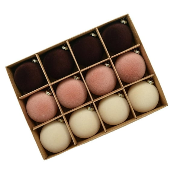Pekkaxy Velvet Christmas Baubles, 12 Pack Shatterproof Ornaments for Holiday Tree and Home Décor