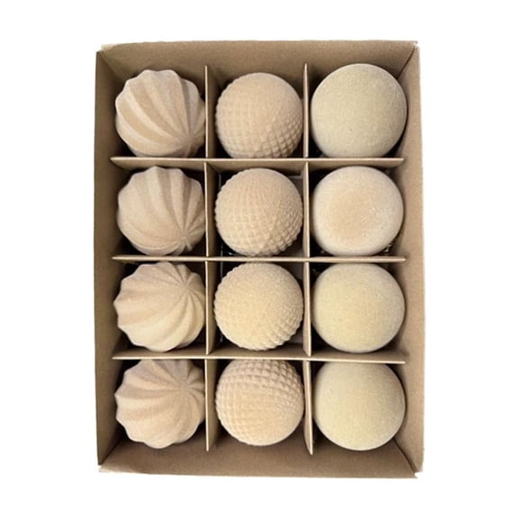 Pekkaxy Velvet Christmas Ornaments Balls Flocked Christmas Tree Ball Hanging Ornaments Shatterproof Xmas Bulbs Decorations Set Plastic Velvet Ornament Balls for Xmas Tree Holiday Wedding Party