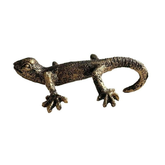 Pekkaxy Vintage Bronze Gecko Planter Pot Hugger Flower Figurine, Climbing Statue and Vase Miniature Fairy Garden Terrarium Decor, Resin Art Patio Lawn Yard Outdoor Fence Hanger Animal Ornament for Decorations