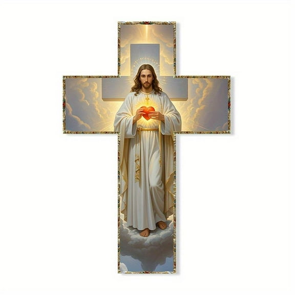 Pekkaxy Vintage Wooden Christ Wall Cross,Handmade Religious Wall Hanging Decor, Christian Home Blessing Art,Religious W-all Art for Faith, Hope & Blessing, Christian Gifts for Home, Church & Loved Ones