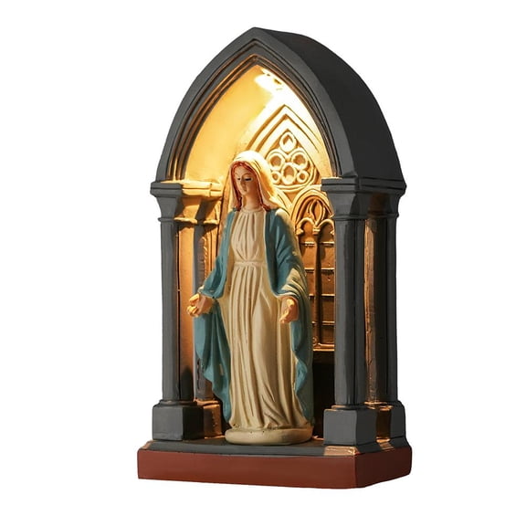 Pekkaxy Virgin Mary LED Devotional Table Lamp, Elegant Sacred Virgin Mary Statue Night Light, Handmade Catholic Table Lamp Decor Gift, Soft Eye Protecting Night Light for Christian Home Decor